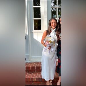 Jasmine Halter Midi Dress in Ivory